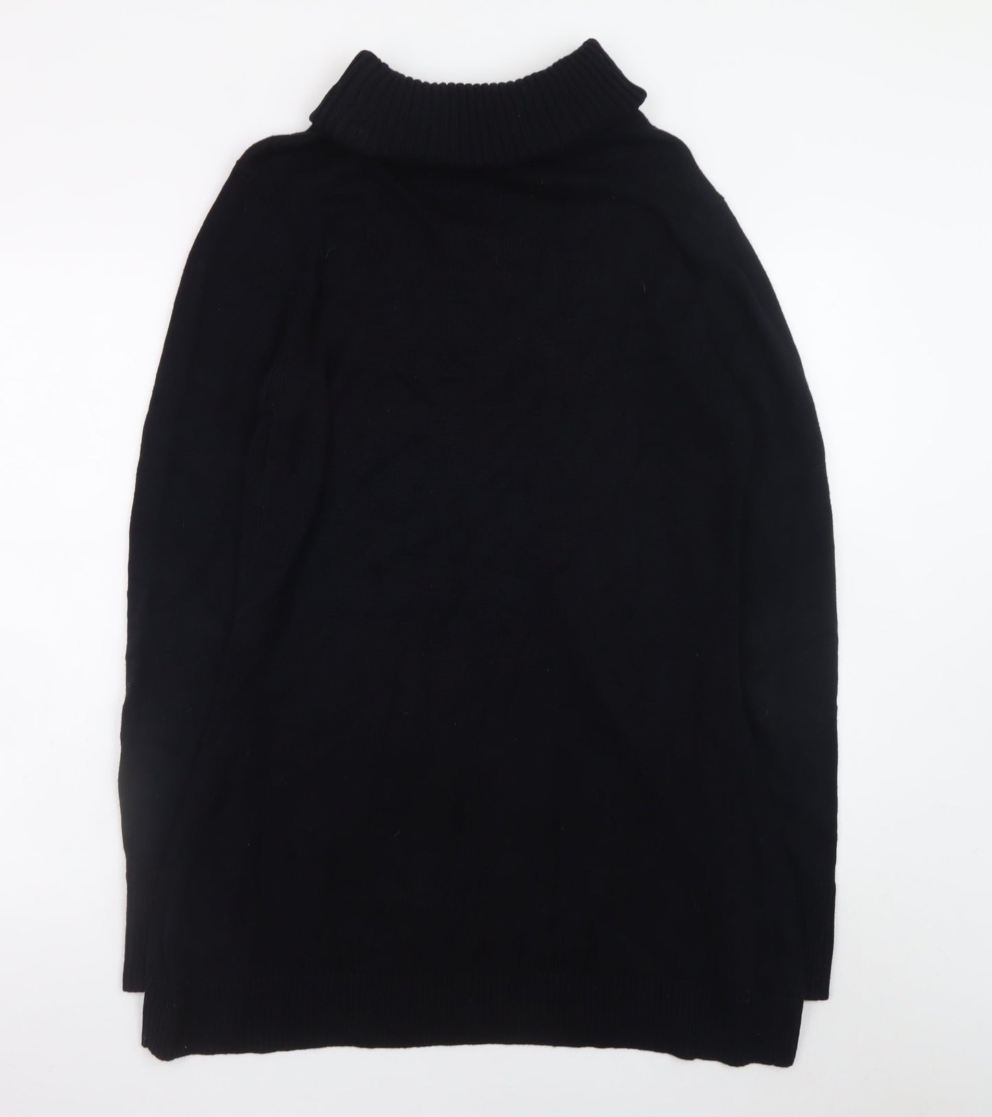 H by Halston Women Black Knit Roll Neck Long Sleeve Sweater Dress L