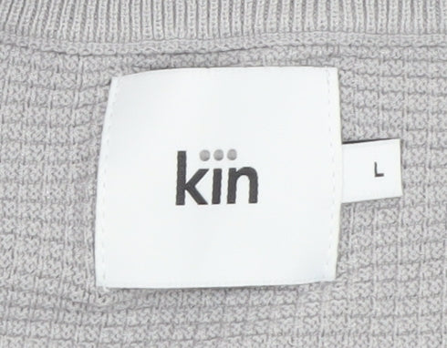 Kin Men Grey Waffle Knit Crew Neck Pullover Jumper Size L