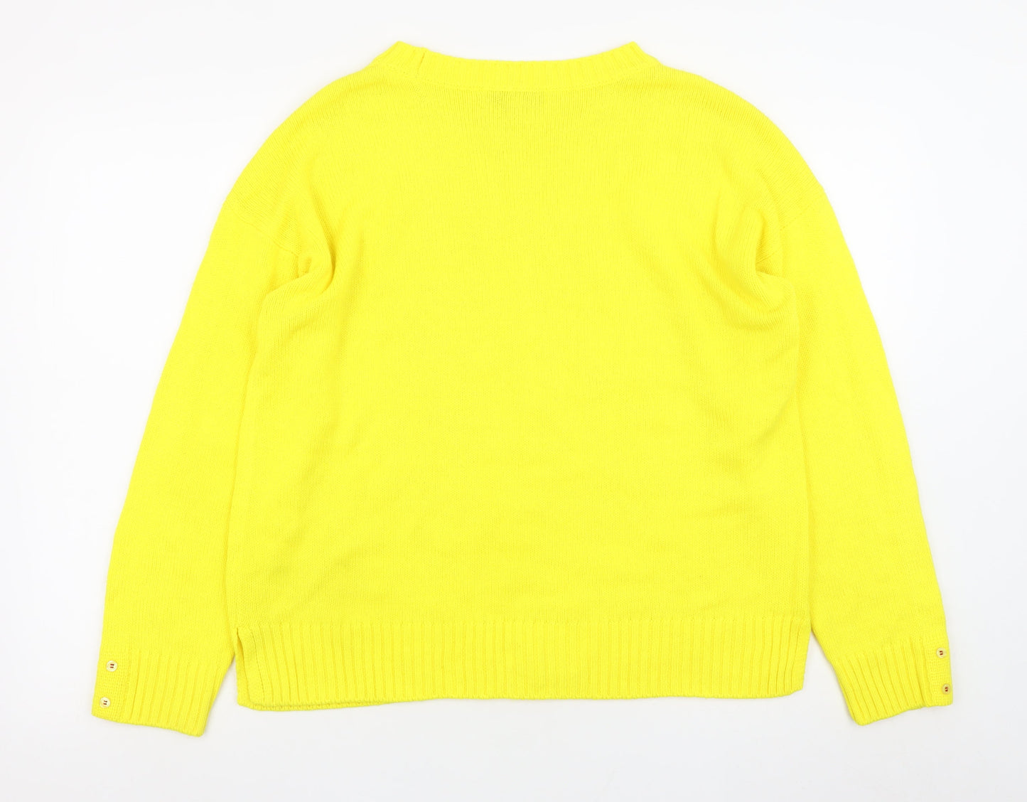 Next Women Yellow Crew Neck Wool Blend Long Sleeve Jumper Size 14
