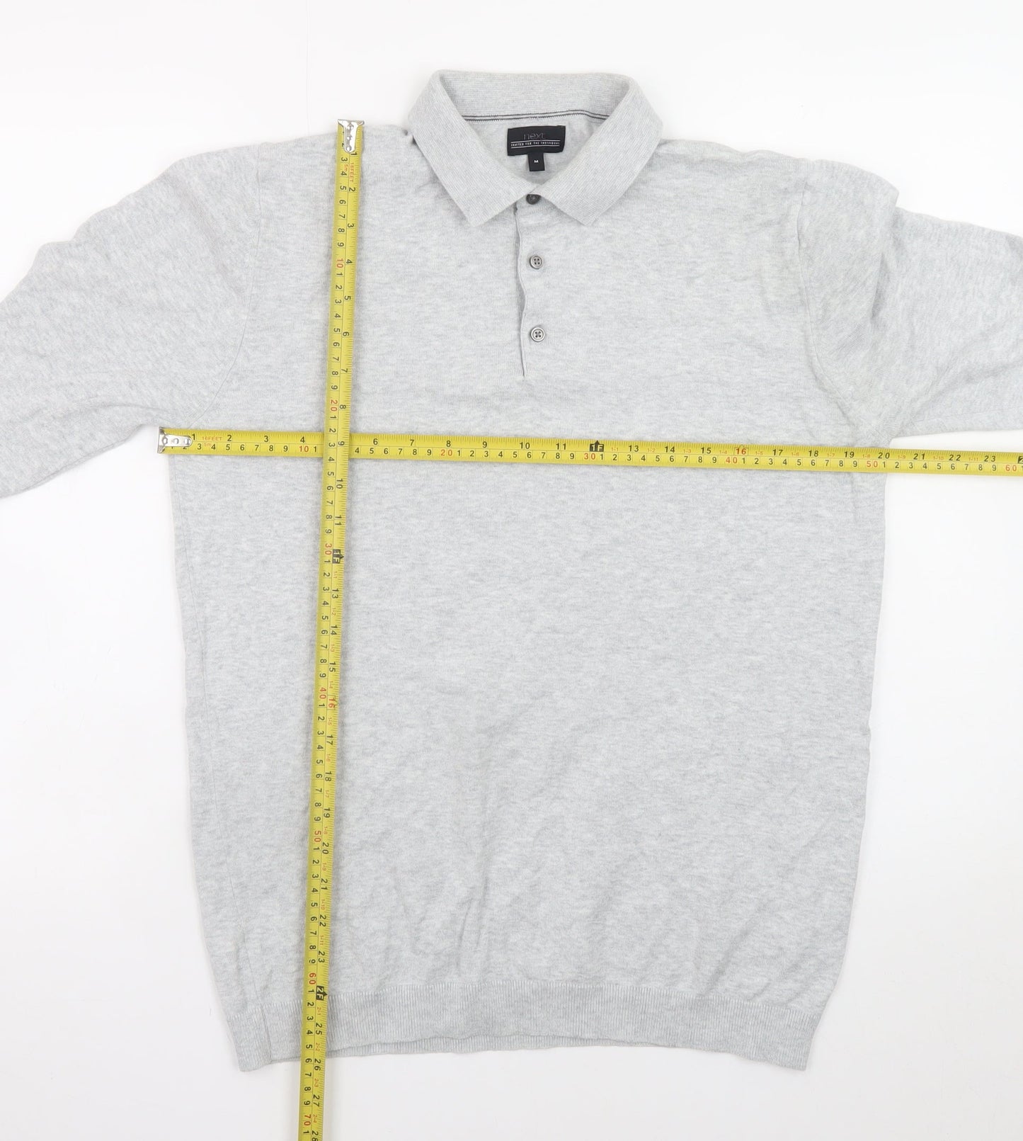 Next Men’s Grey Cotton Blend Long Sleeve Collared Button-Up Shirt Medium