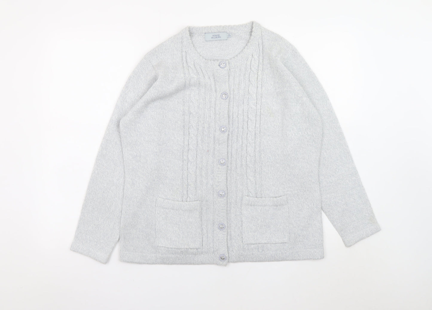 Honor Millburn Women’s Grey Cable-Knit Cardigan Size M 14-16