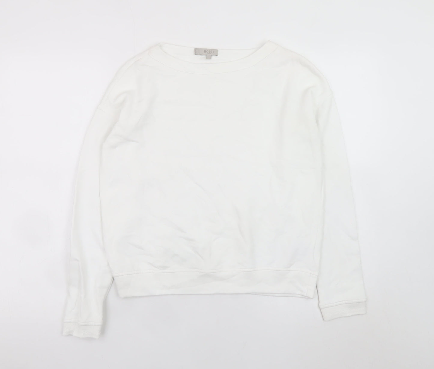 Hobbs Women White XS Cotton Crew Neck Pullover Sweatshirt