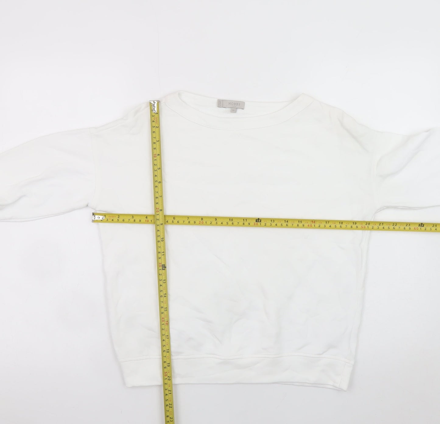Hobbs Women White XS Cotton Crew Neck Pullover Sweatshirt
