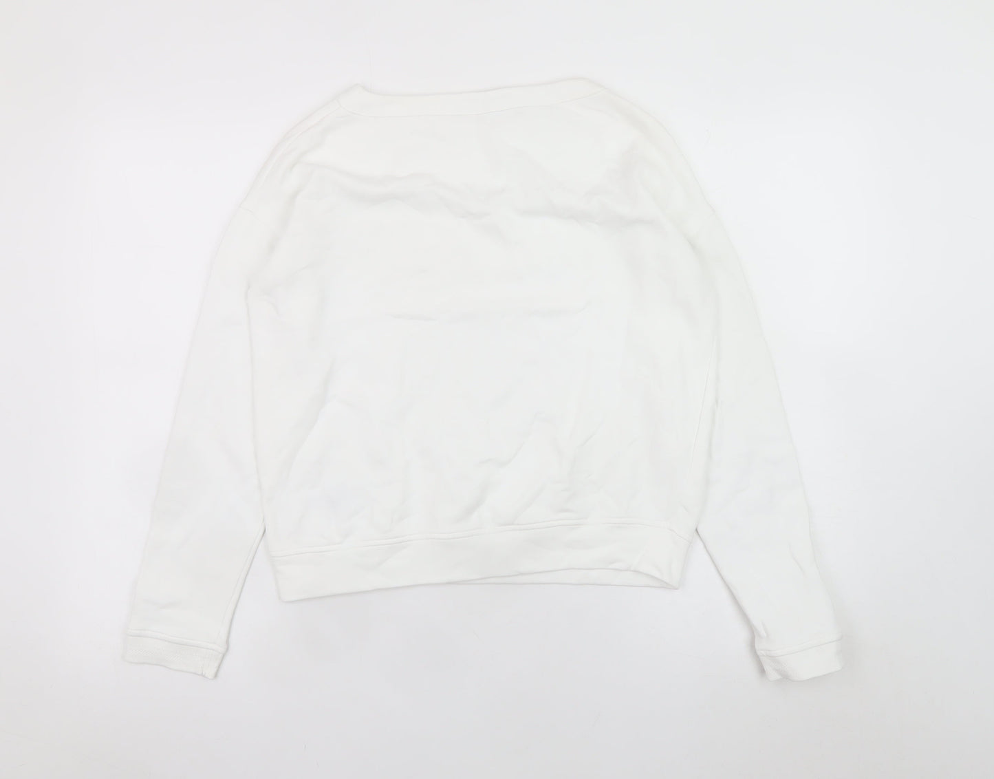 Hobbs Women White XS Cotton Crew Neck Pullover Sweatshirt