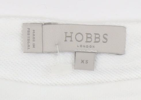 Hobbs Women White XS Cotton Crew Neck Pullover Sweatshirt
