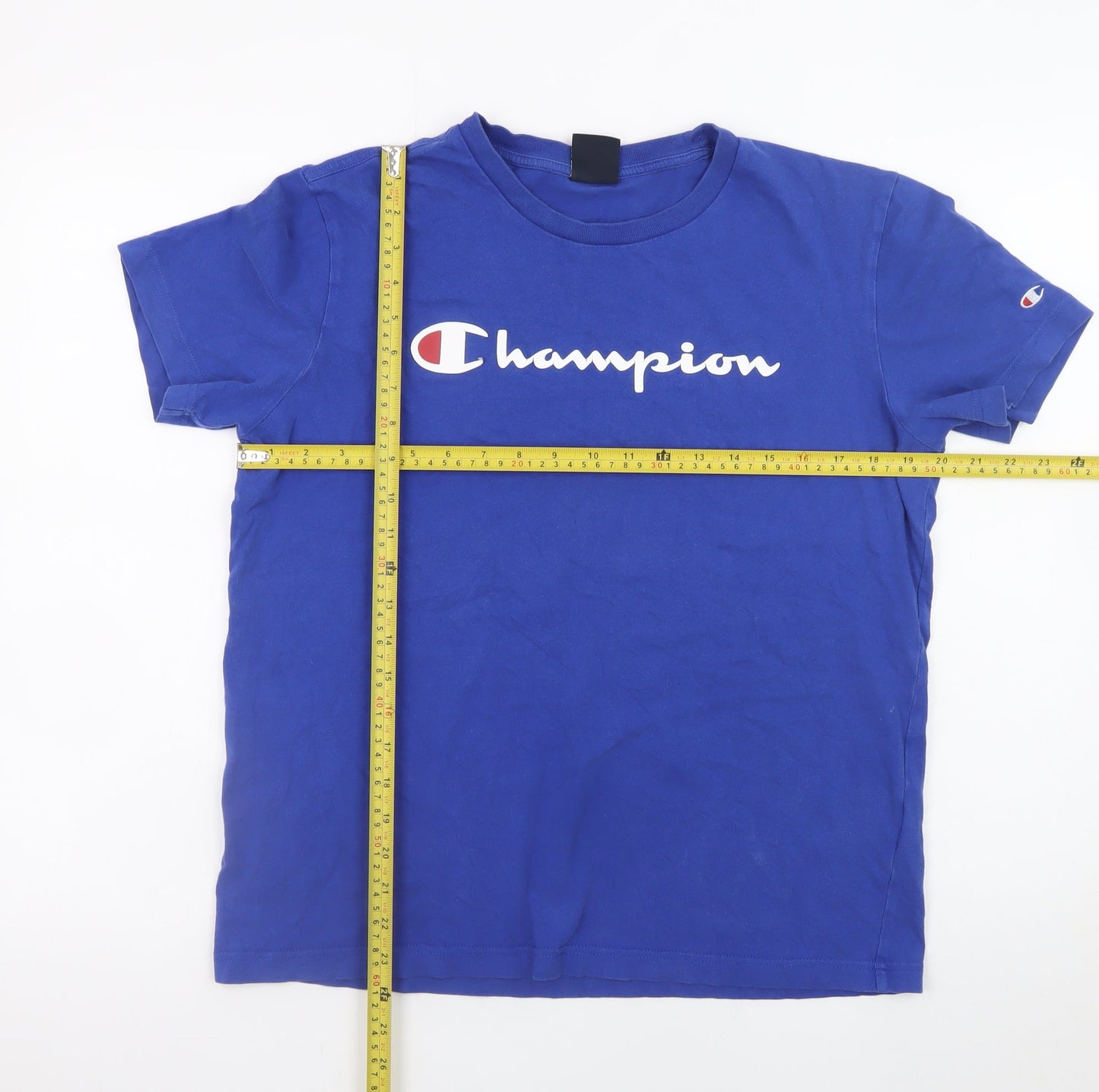 Champion Men's Blue Medium Sports Logo Cotton T-Shirt