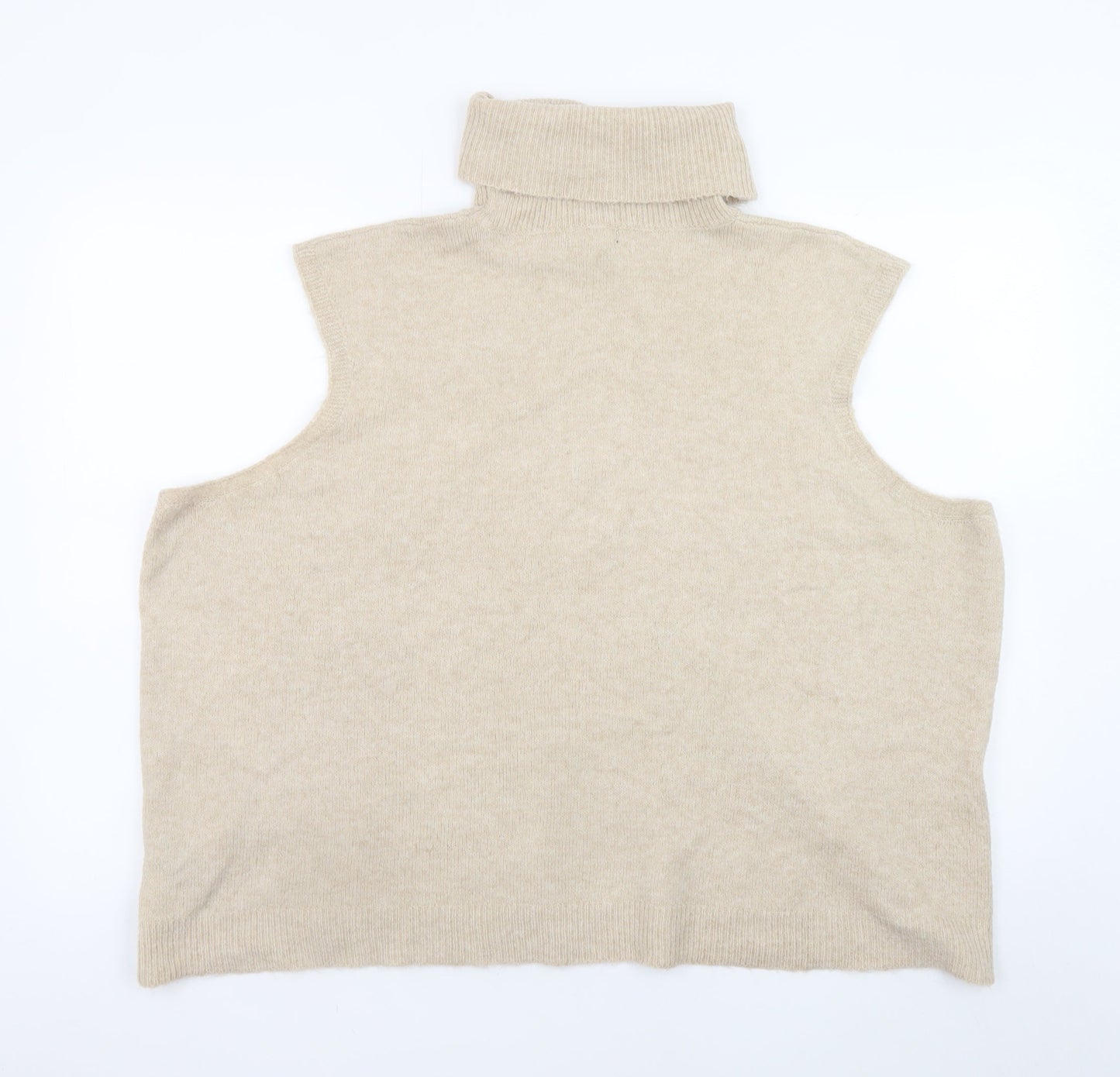PrettyLittleThing Women Beige Roll Neck Sleeveless Knit Vest 2XL