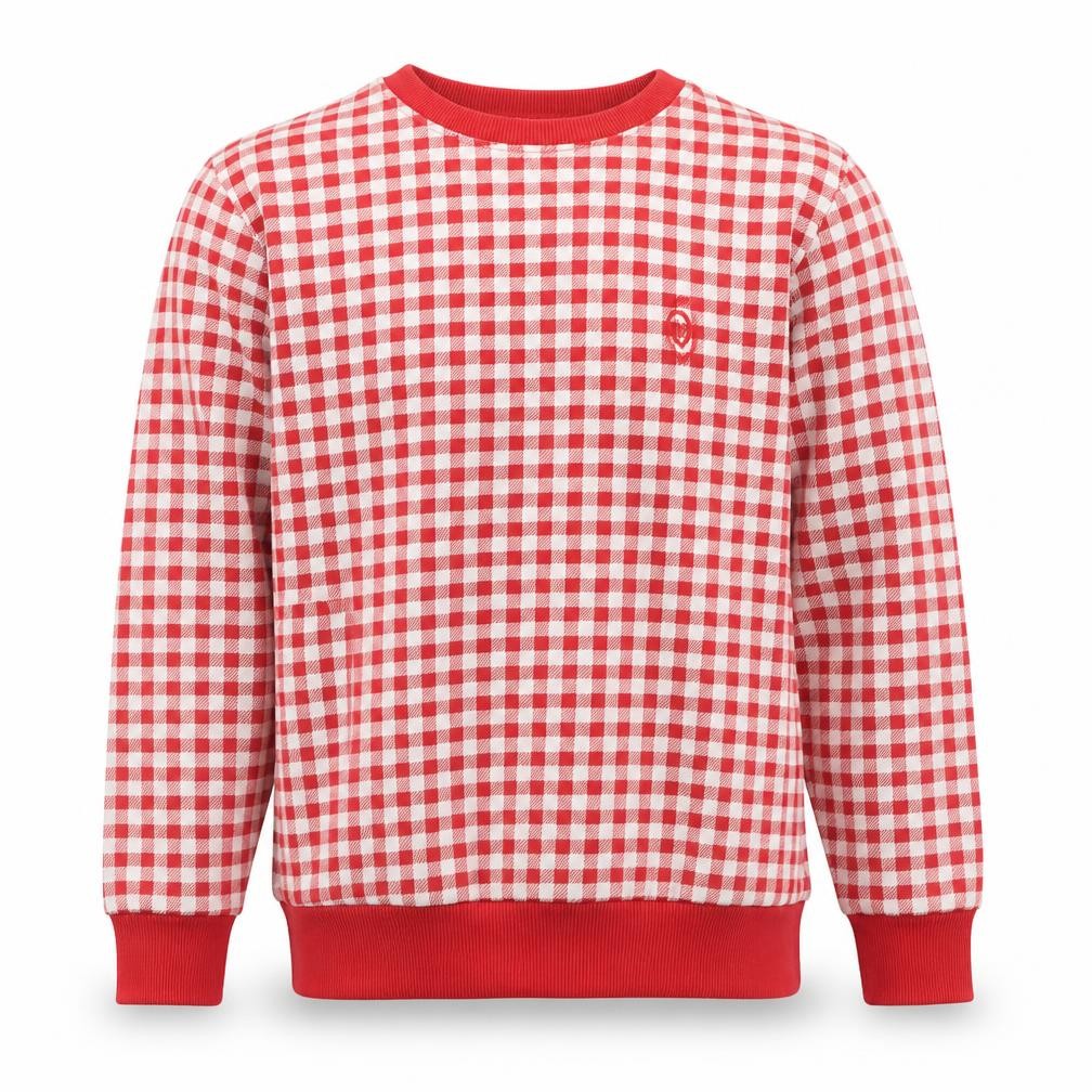 Codex Men's Red Checked Crew Neck Sweatshirt Size L