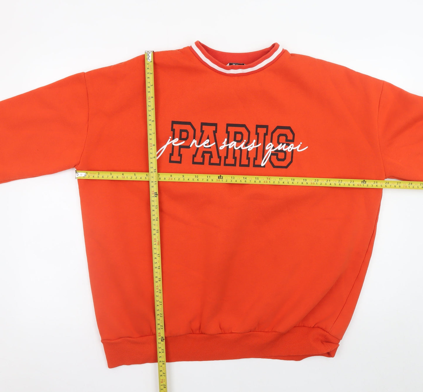 Tu Women’s Orange Paris Graphic Pullover Sweatshirt M