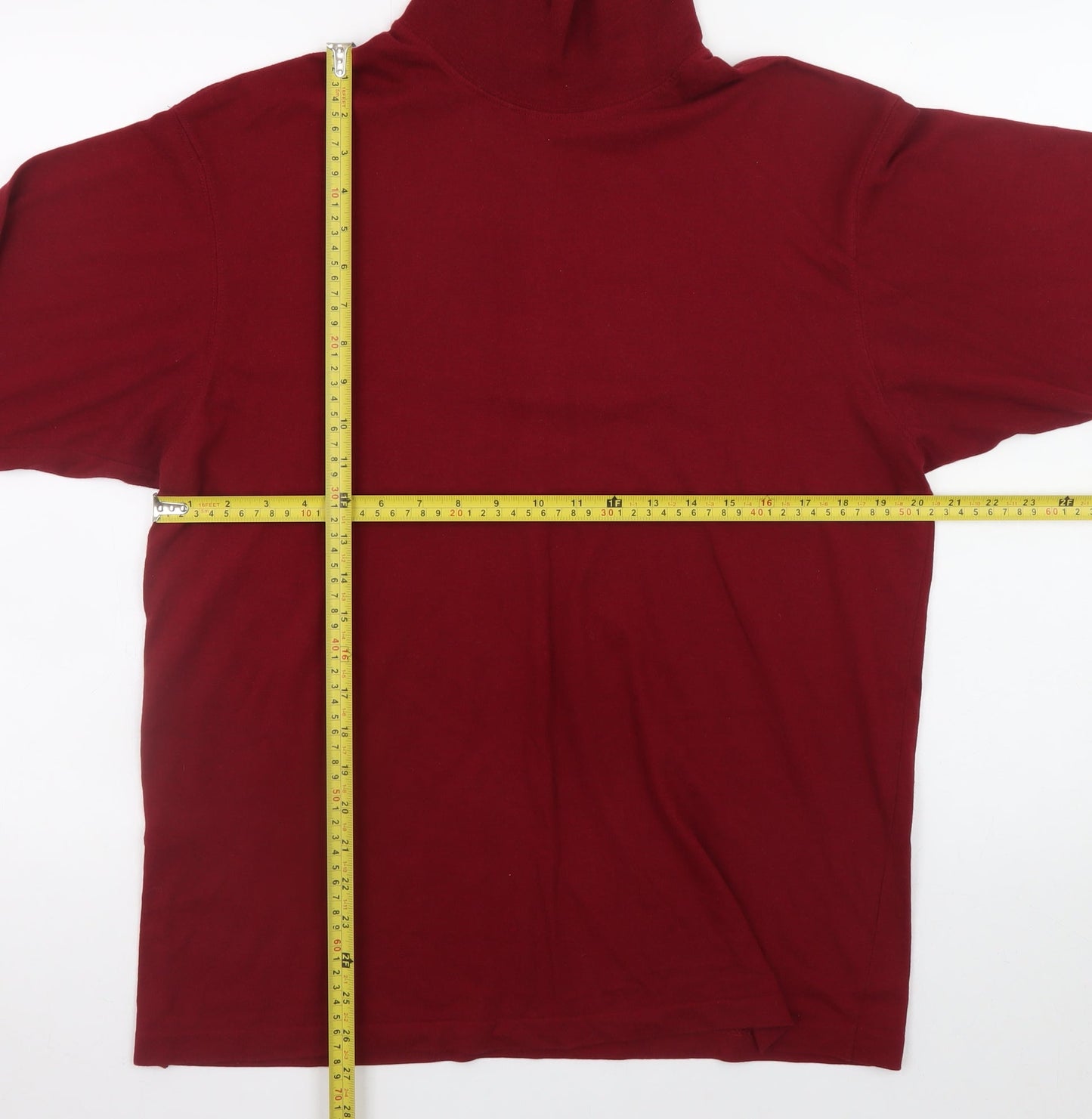 Marks and Spencer Men's Red Roll Neck Cotton Jumper M