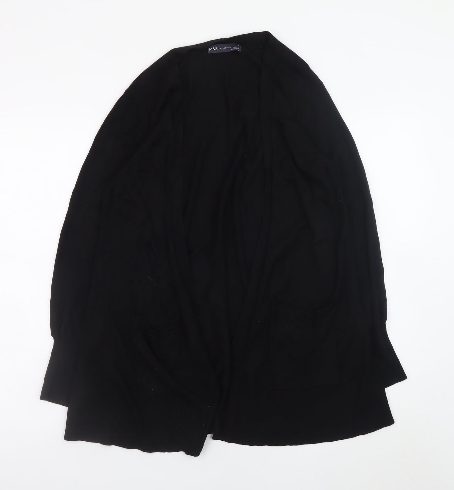 Marks and Spencer Women's Black Medium Open Knit Long Sleeve Cardigan