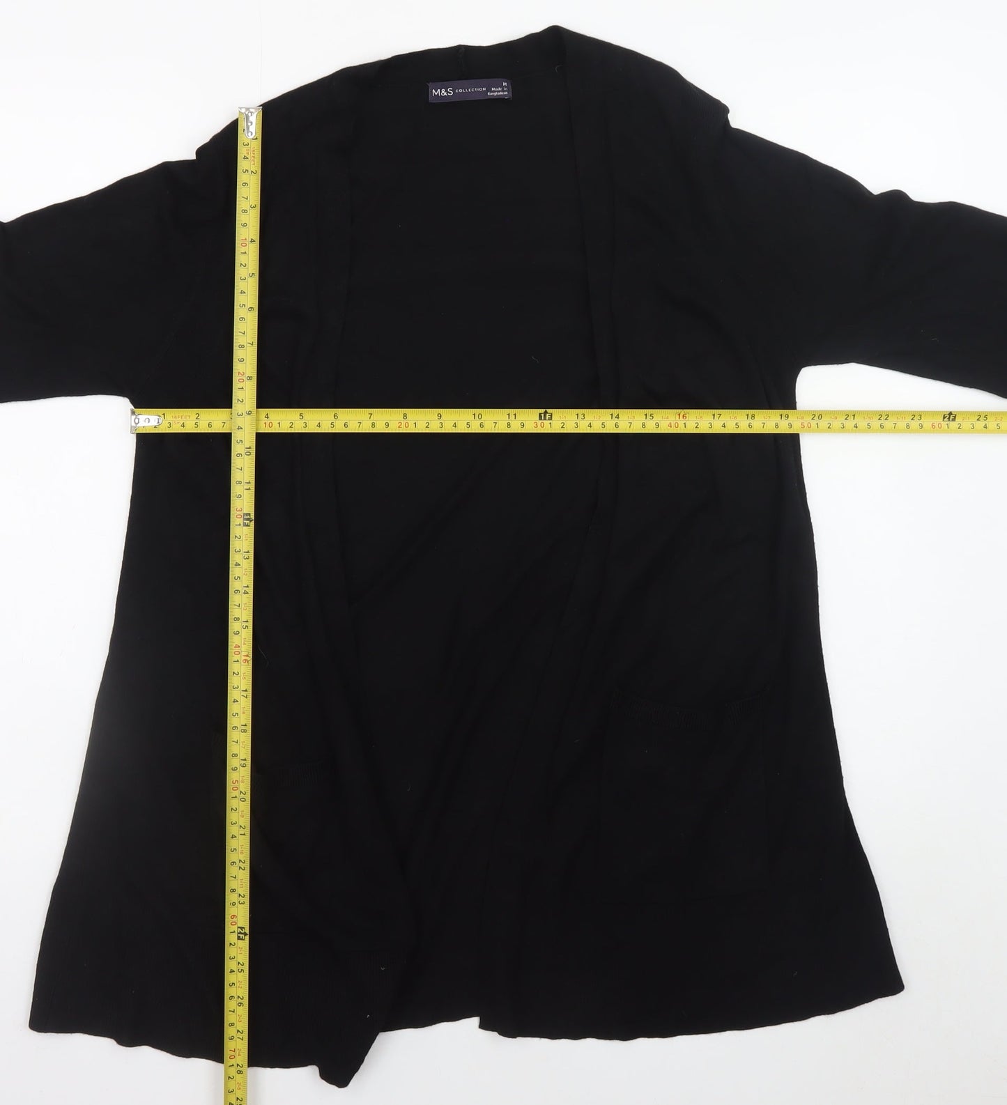 Marks and Spencer Women's Black Medium Open Knit Long Sleeve Cardigan