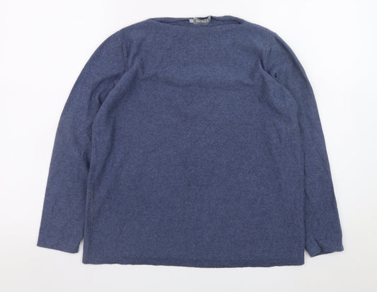 WALL Women's Blue Wool Boat Neck Pullover Jumper Size S