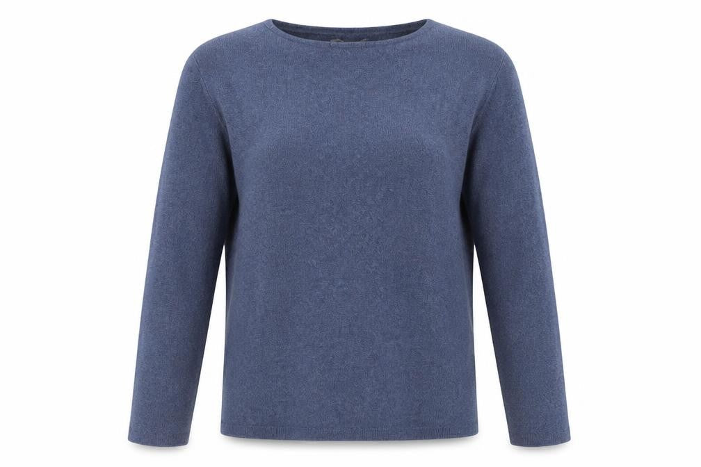 WALL Women's Blue Wool Boat Neck Pullover Jumper Size S