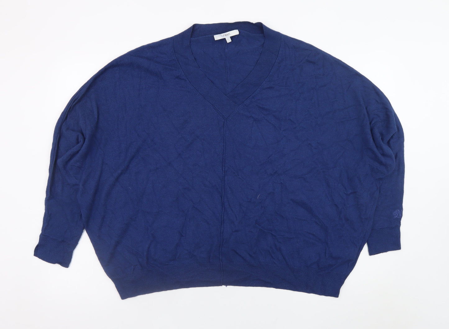 Next Women’s Blue V-Neck Relaxed Pullover Jumper Size L