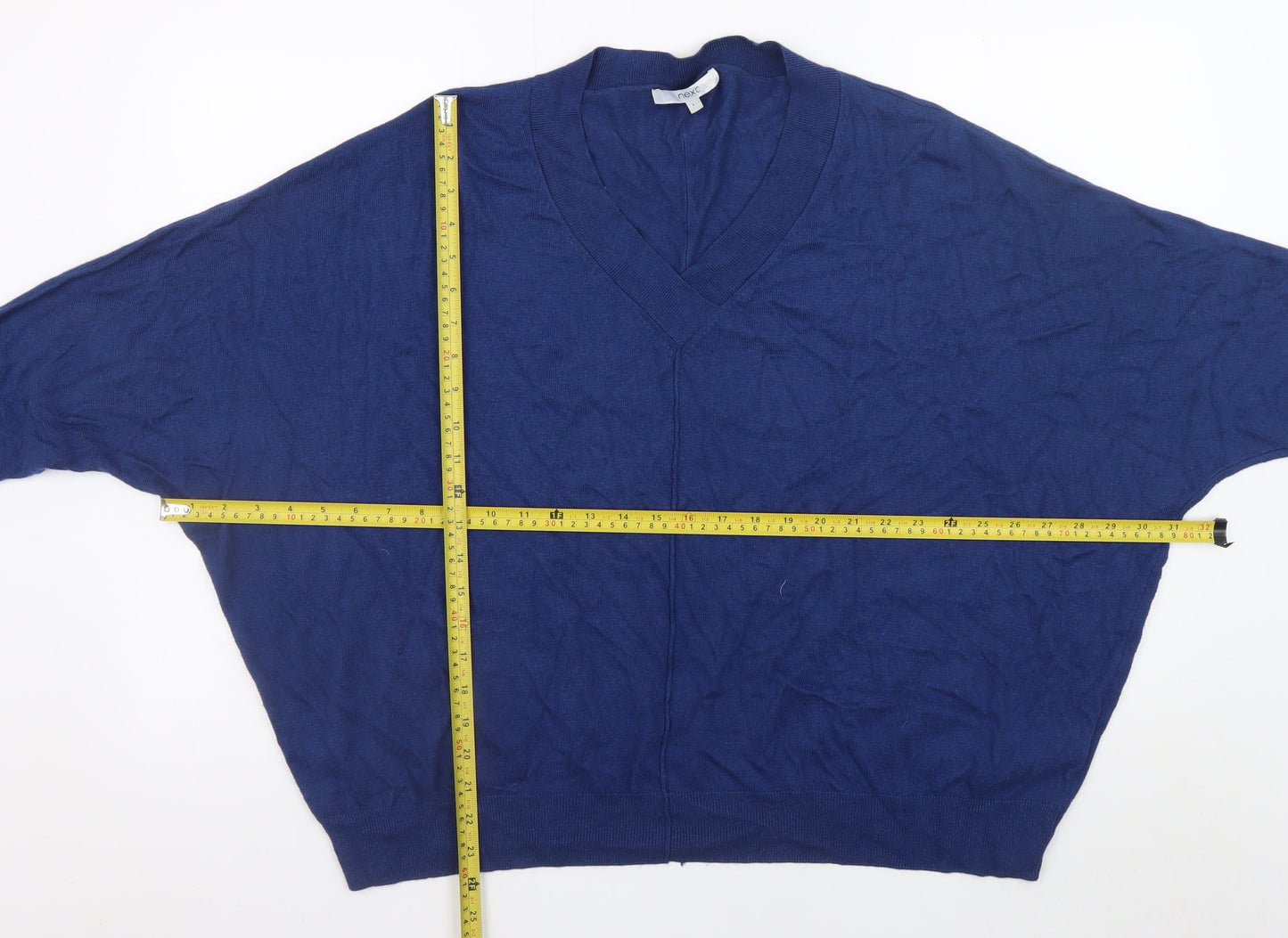 Next Women’s Blue V-Neck Relaxed Pullover Jumper Size L