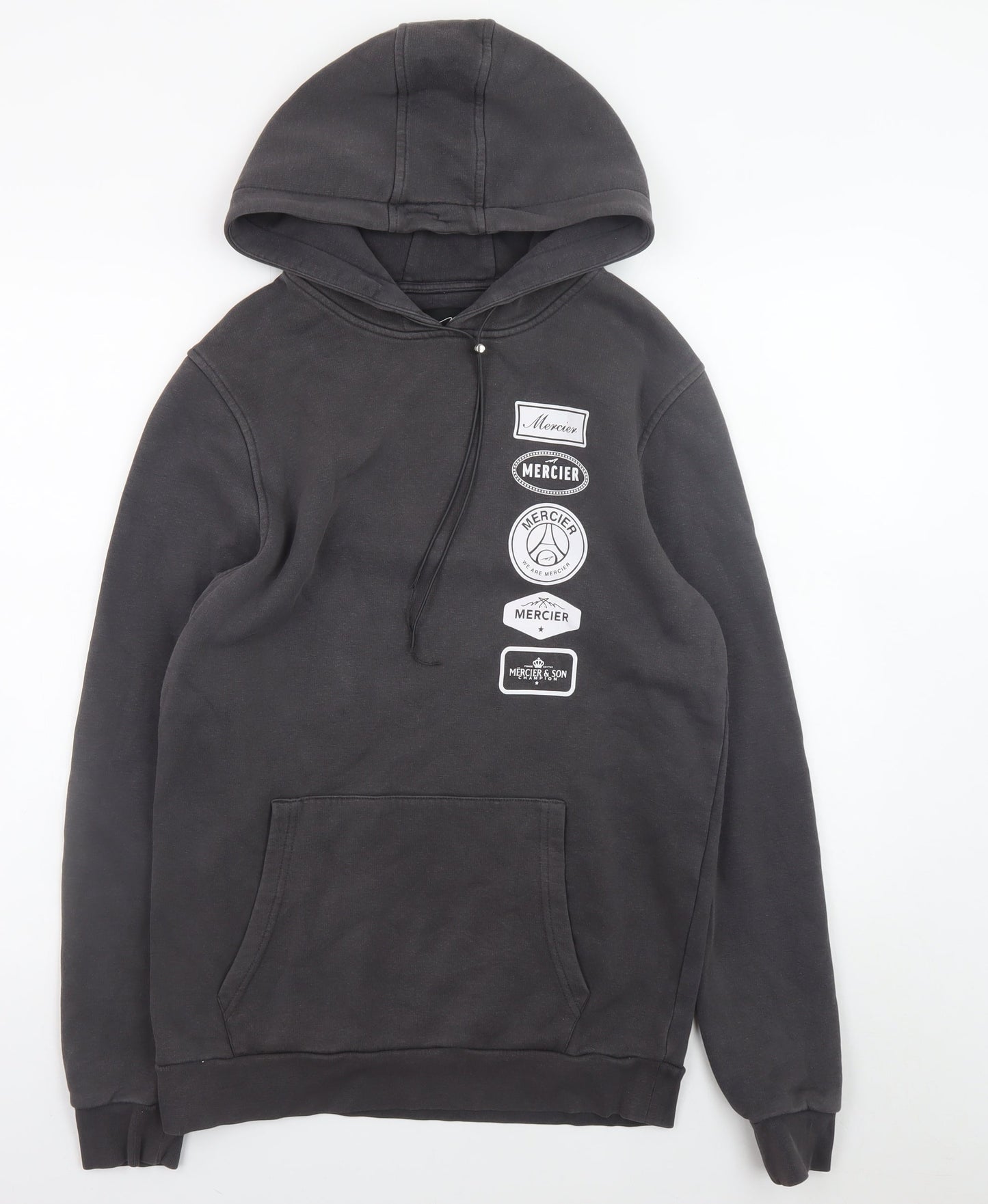 Mercier Men's Black Pullover Hoodie S Graphic Logo Streetwear