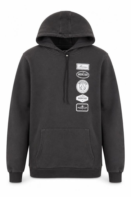 Mercier Men's Black Pullover Hoodie S Graphic Logo Streetwear