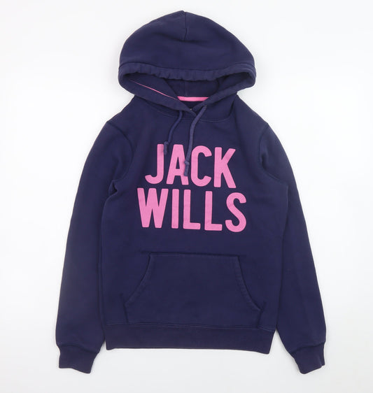 Jack Wills Womens Navy Blue Pullover Hoodie Size 8