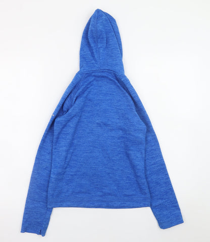 Close-up detail of Trespass boys’ blue 9-10 years 1/2 zip hooded pullover sweatshirt