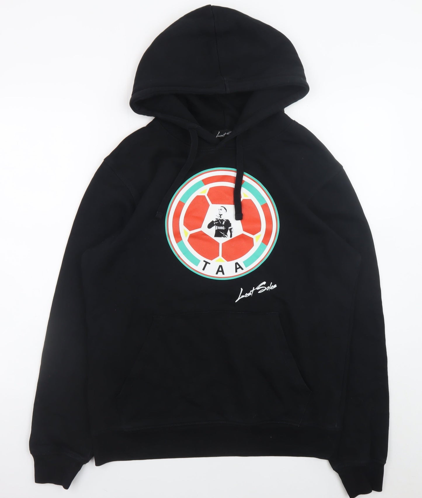 Lost Soles Men's Black Pullover Hoodie L Graphic Football Design