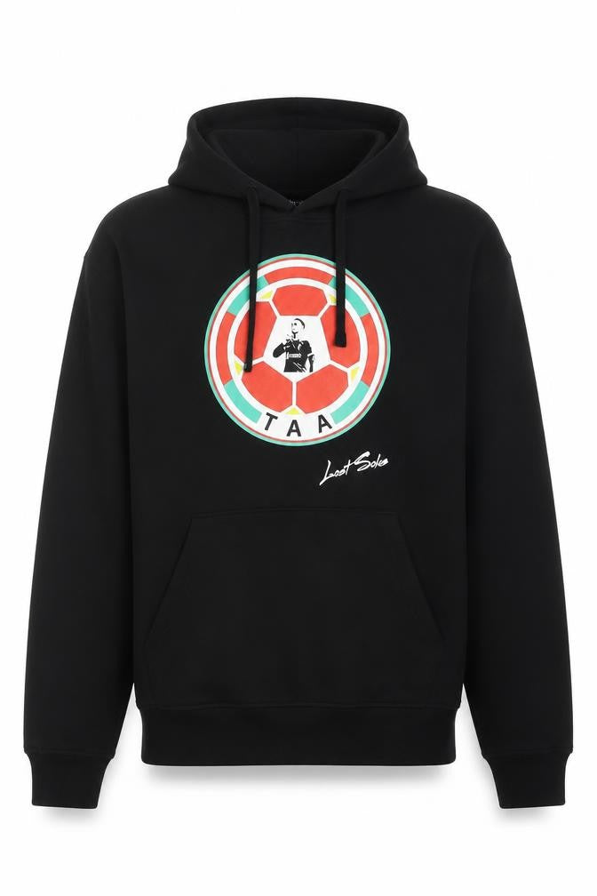 Lost Soles Men's Black Pullover Hoodie L Graphic Football Design