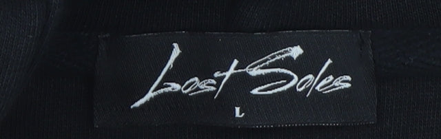 Lost Soles Men's Black Pullover Hoodie L Graphic Football Design