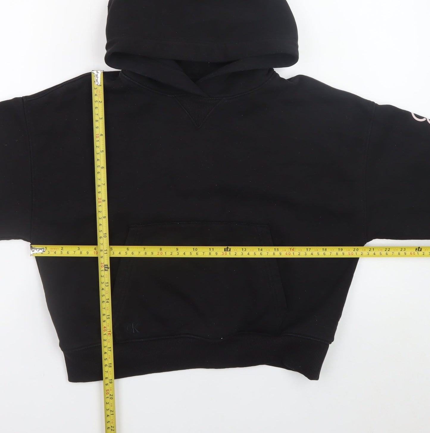 Calvin Klein Jeans Womens Black XS Pullover Hoodie Logo Sleeve