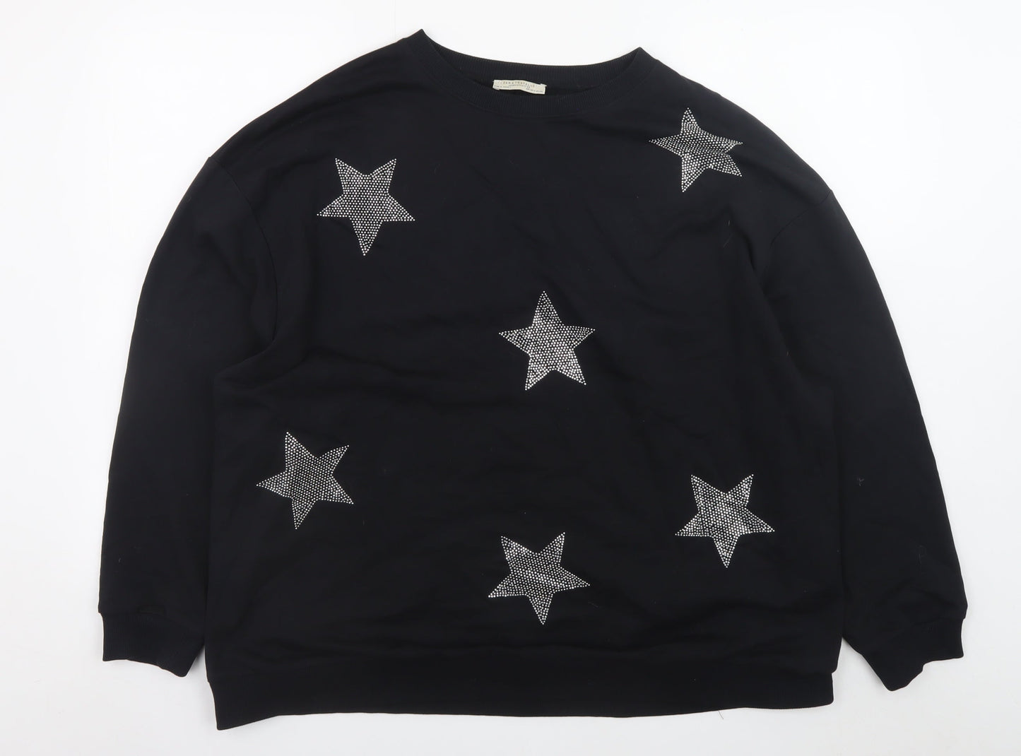 Zara Trafaluc Women Black Star Embellished Sweatshirt Size 8