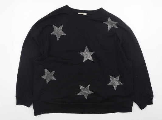Zara Trafaluc Women Black Star Embellished Sweatshirt Size 8
