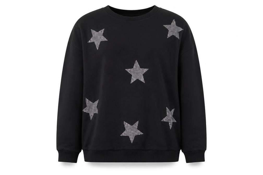 Zara Trafaluc Women Black Star Embellished Sweatshirt Size 8