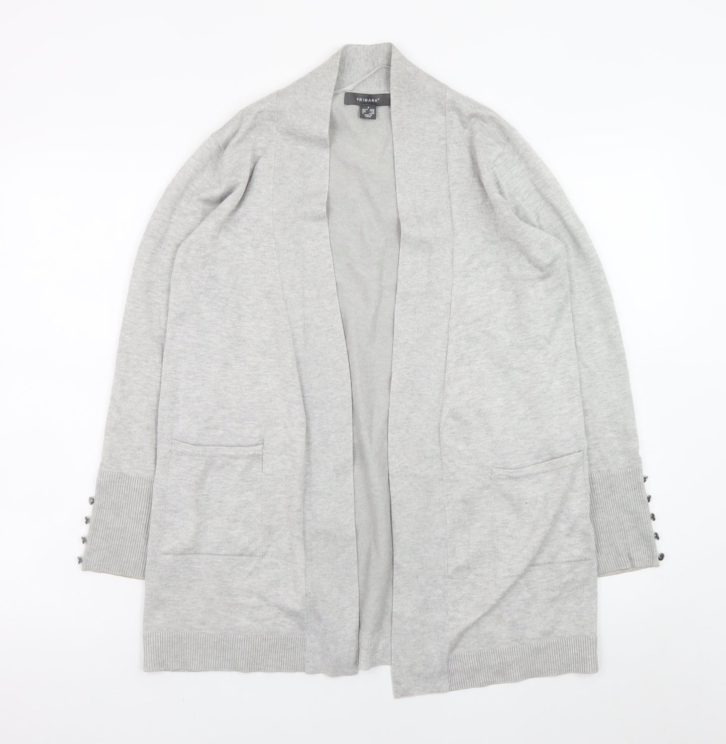 Primark Women Grey Knit Cardigan S Long Sleeve Open Front