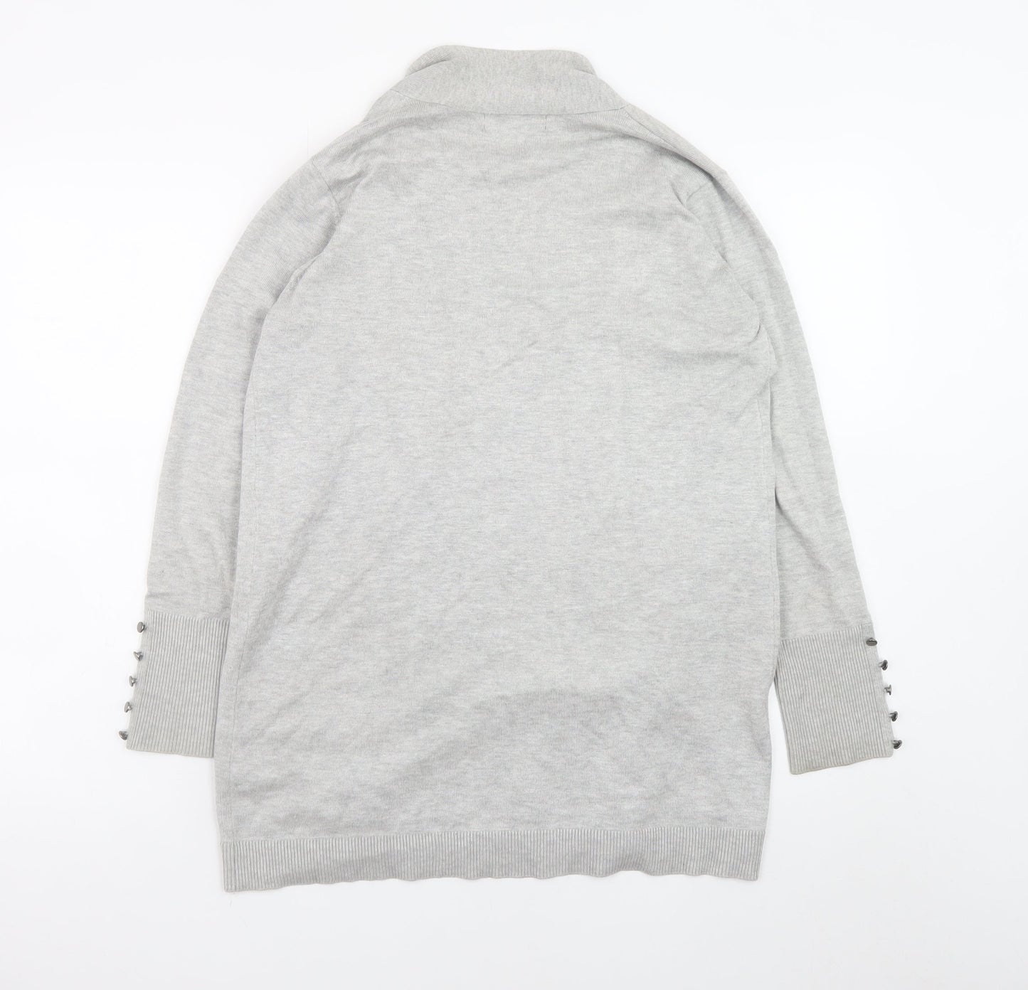 Primark Women Grey Knit Cardigan S Long Sleeve Open Front