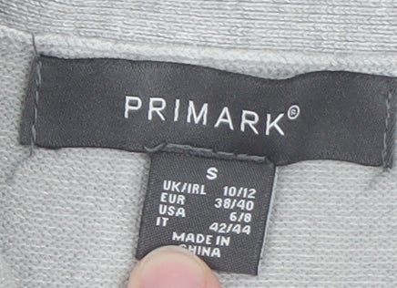 Primark Women Grey Knit Cardigan S Long Sleeve Open Front
