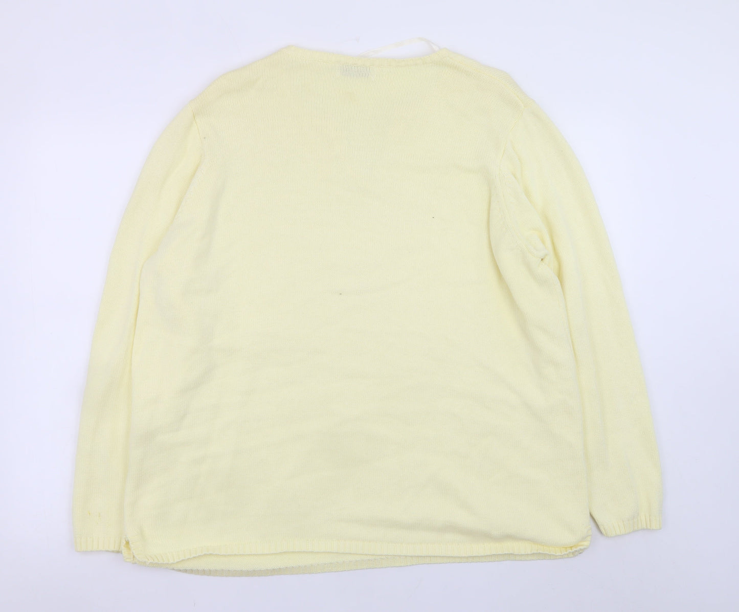 Bonmarché Women's Yellow V-Neck Cotton Jumper XL