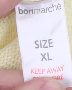 Bonmarché Women's Yellow V-Neck Cotton Jumper XL