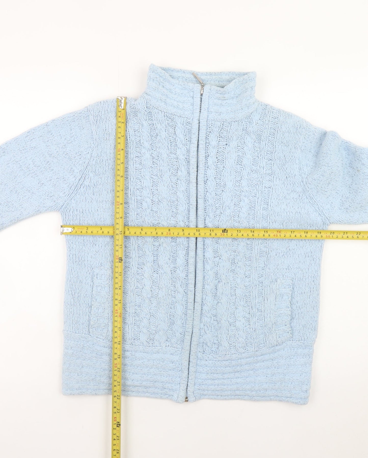Elizabeth Scott Women’s Blue Cable-Knit Full Zip Jumper S