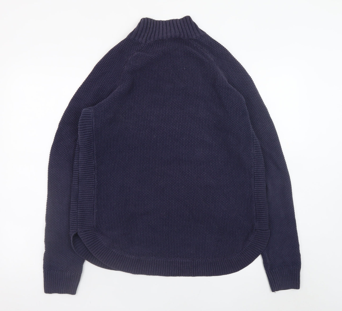 Joules Blue Cotton High Neck Waffle Knit Jumper Size S
