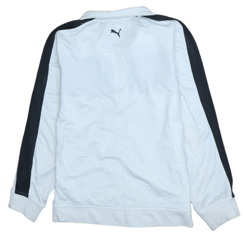 Puma Boys White & Black Track Jacket Size L Full Zip Sports Activewear
