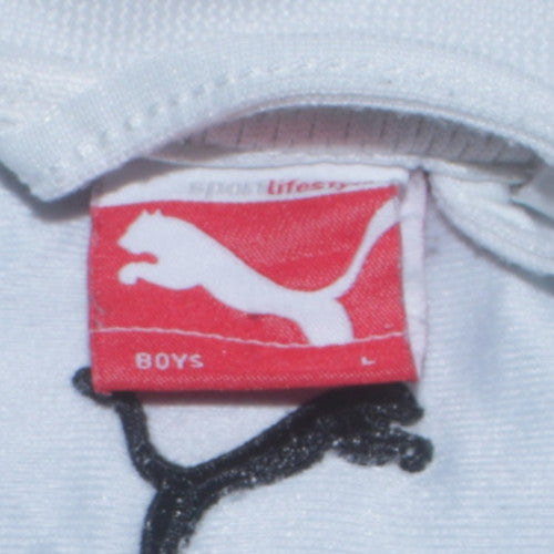 Puma Boys White & Black Track Jacket Size L Full Zip Sports Activewear