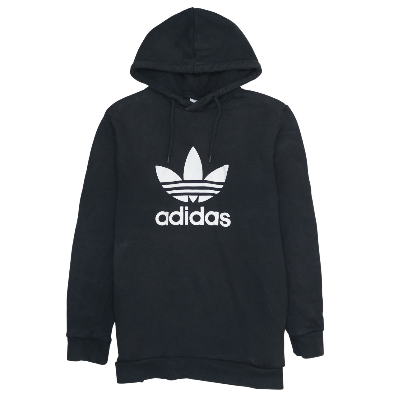 Adidas Boys Black Hoodie L Pullover Graphic Print Trefoil Logo Sweatshirt