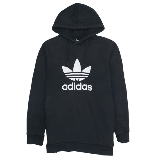 Adidas Boys Black Hoodie L Pullover Graphic Print Trefoil Logo Sweatshirt