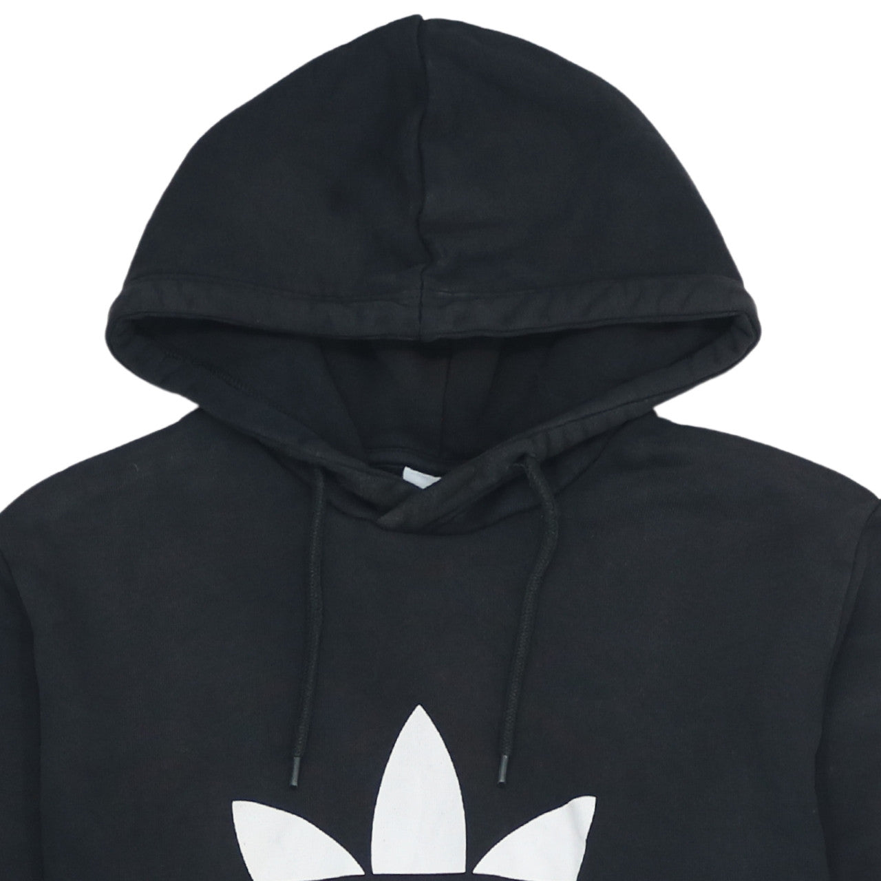 Adidas Boys Black Hoodie L Pullover Graphic Print Trefoil Logo Sweatshirt