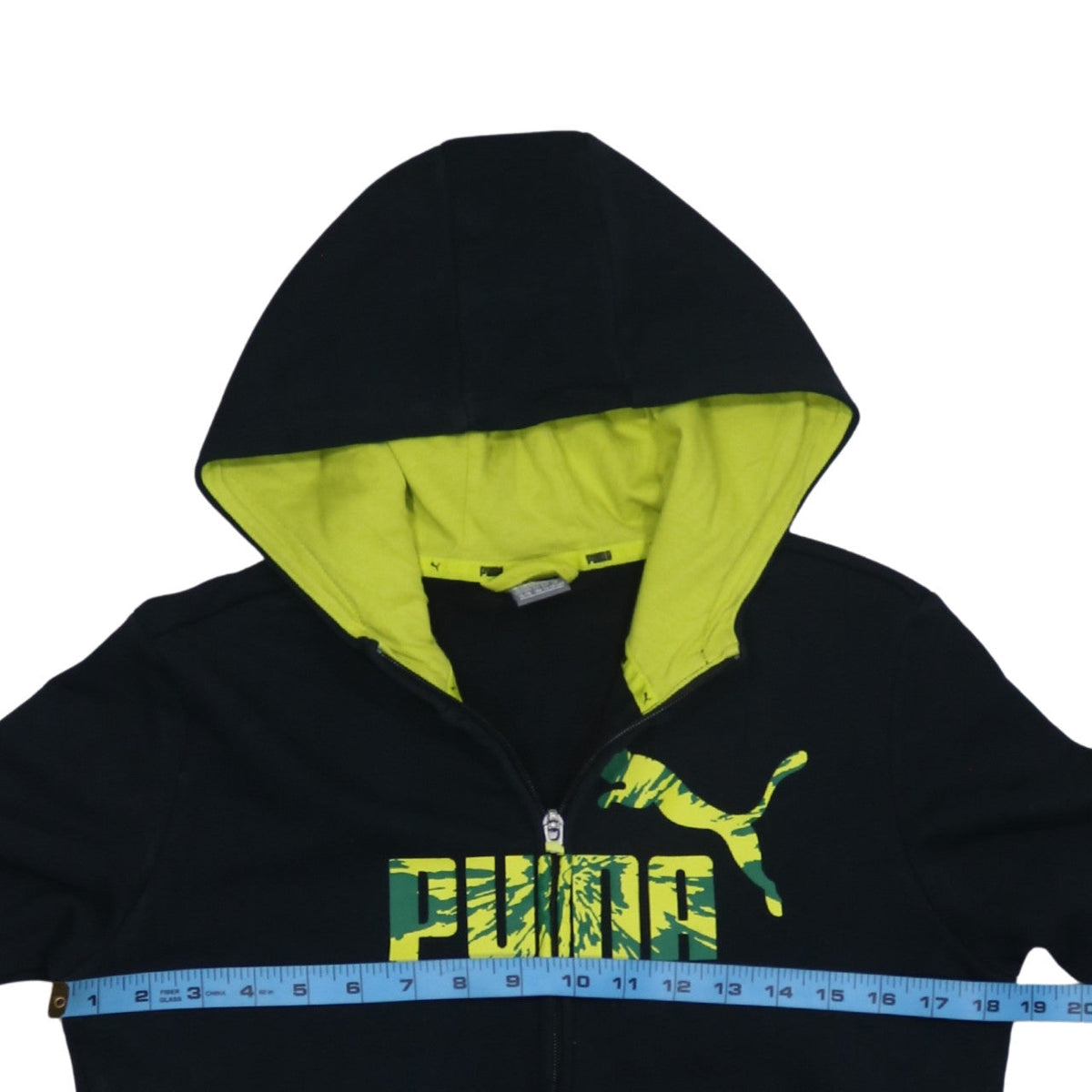 Puma Boys Black Full Zip Hoodie 14-15 Years Graphic Print Fleece