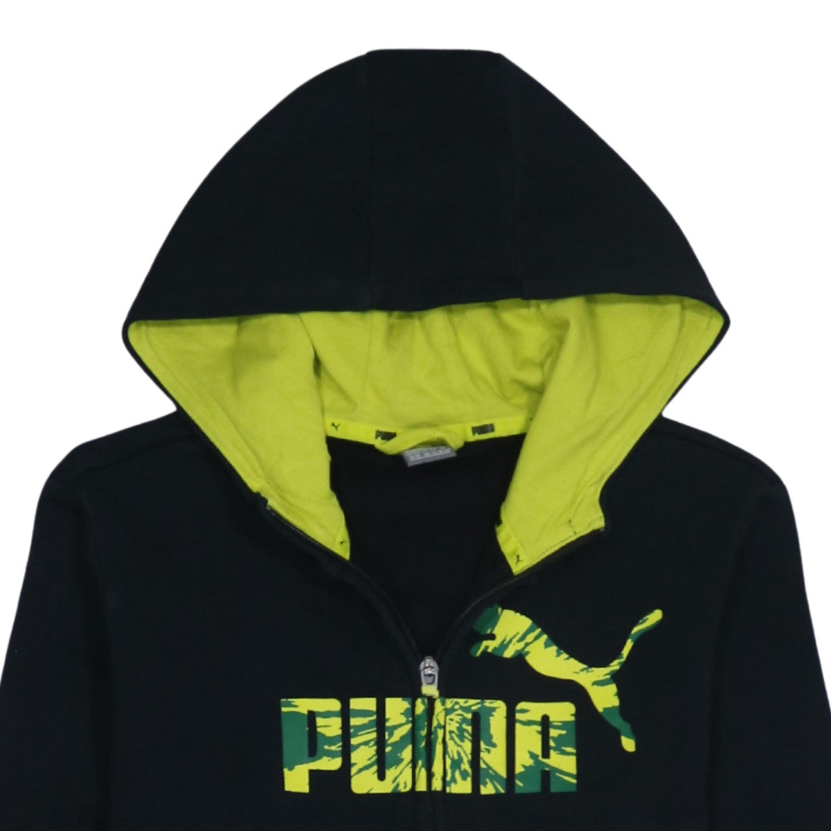 Puma Boys Black Full Zip Hoodie 14-15 Years Graphic Print Fleece