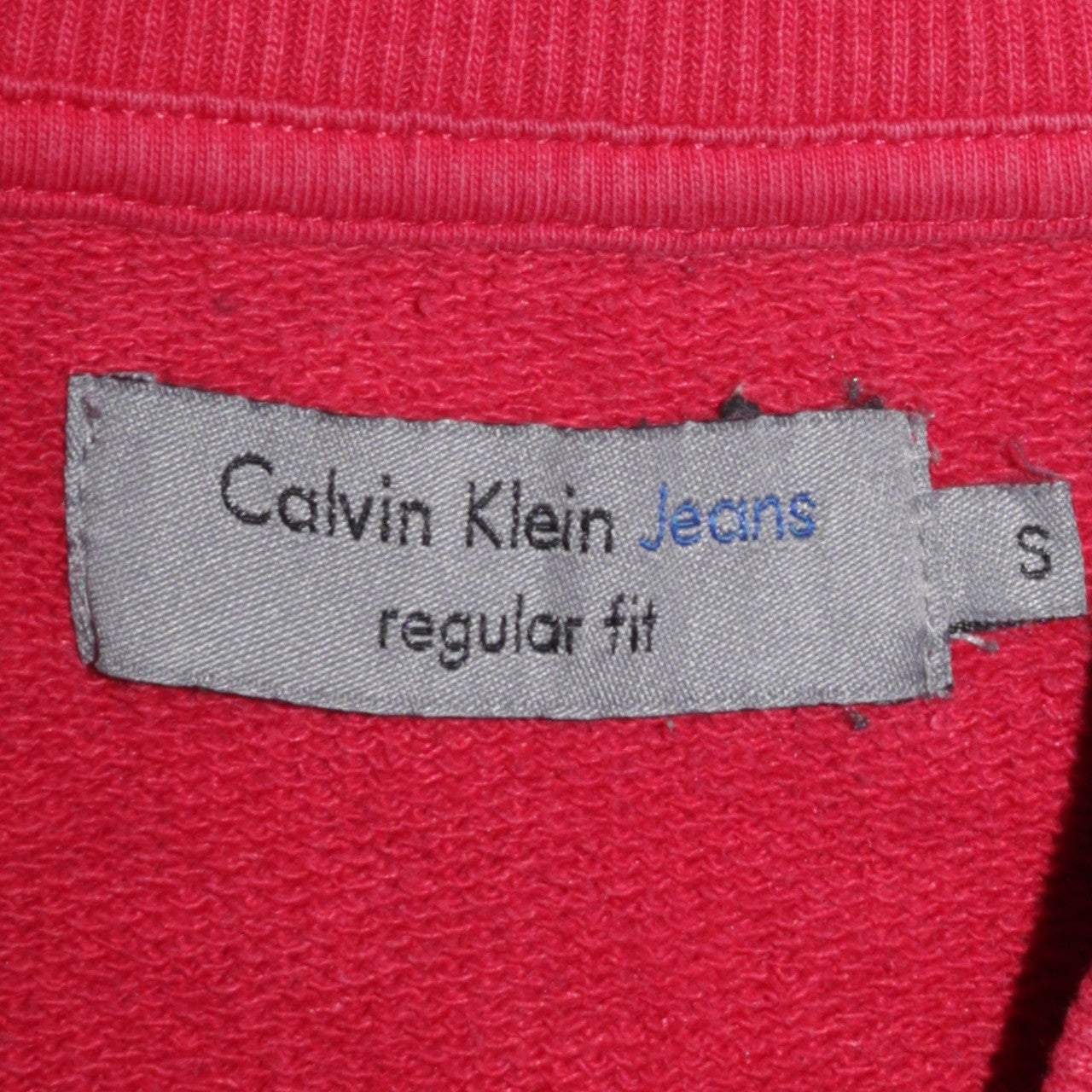 Calvin Klein Men's Red Regular Fit Crew Neck Logo Sweatshirt Size S