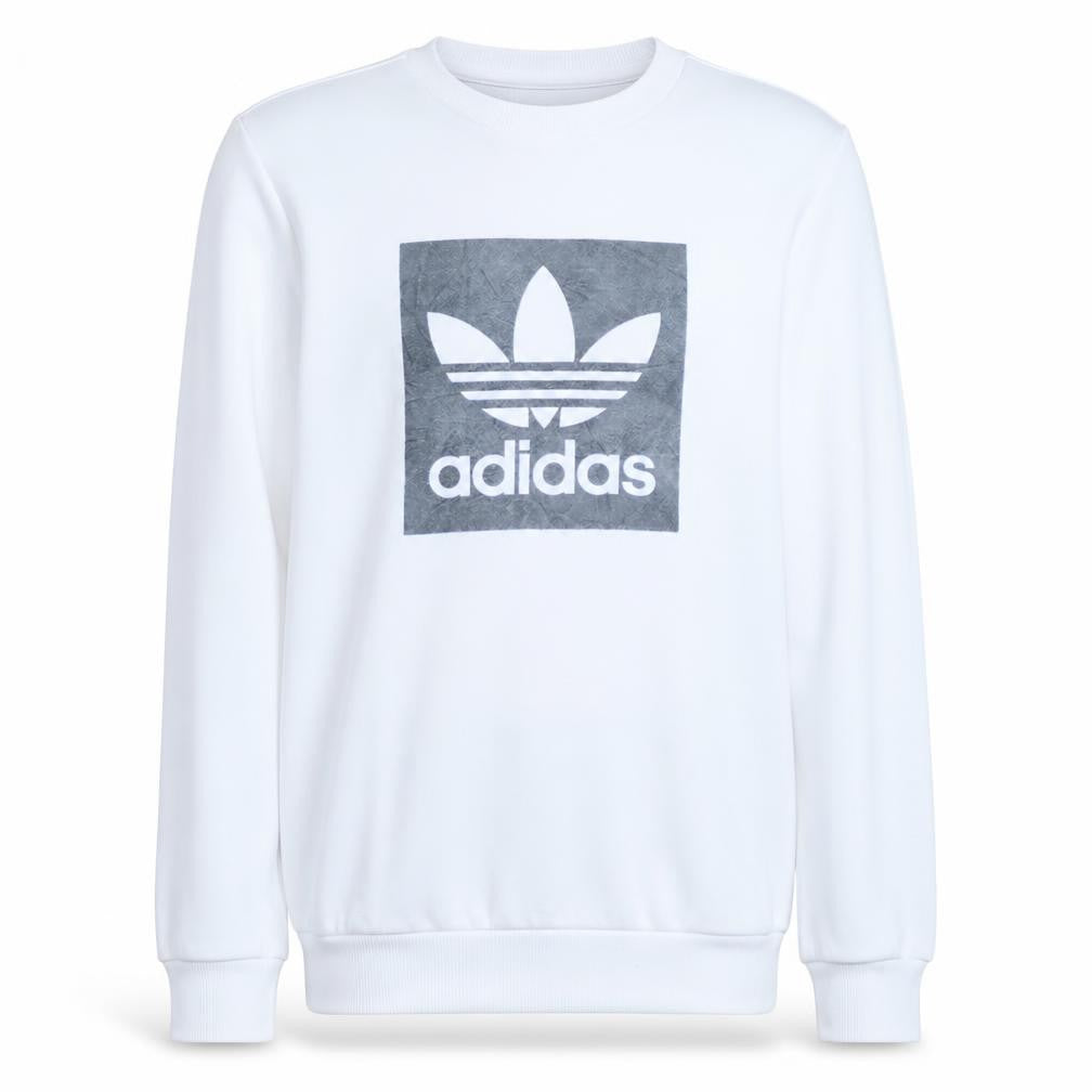 Adidas Boys White Crew Neck Pullover Sweatshirt 13-14 Years Logo Fleece