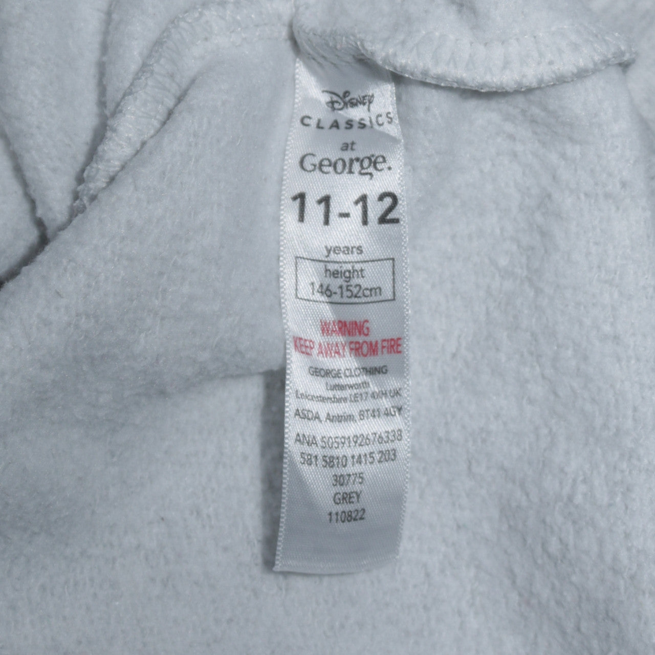 Disney Classics at George Girls Grey Stitch Hoodie 11-12 Years Pullover