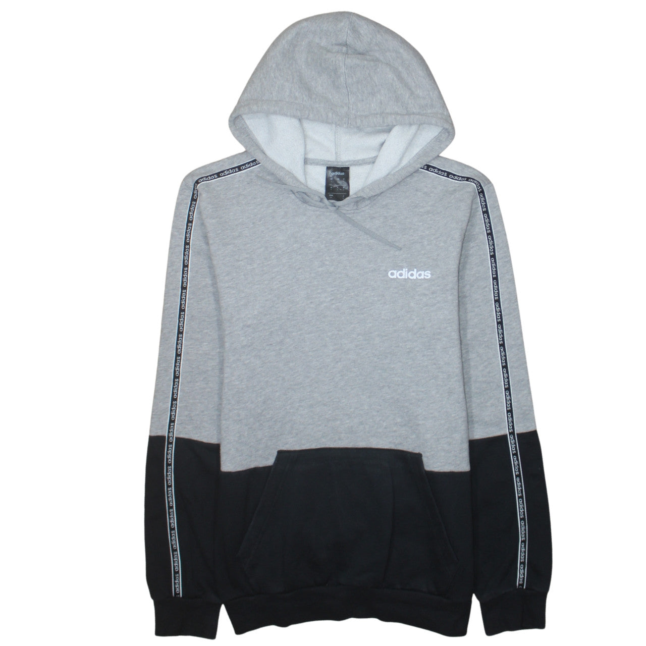 Adidas Men's Grey Pullover Hoodie Small Logo Sports Fleece