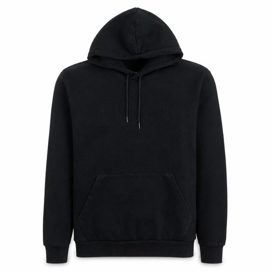 Puma Womens Black Large Pullover Hoodie with Logo Detail